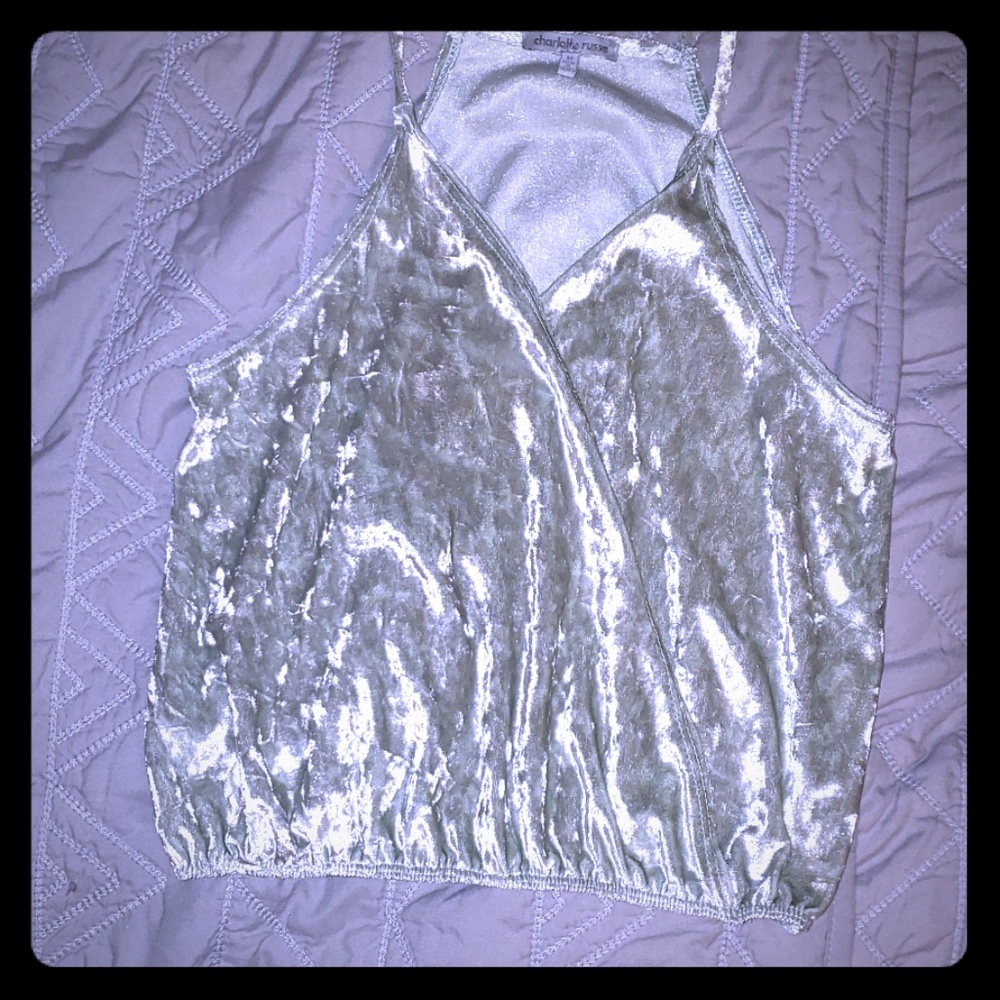 Mint green velour top